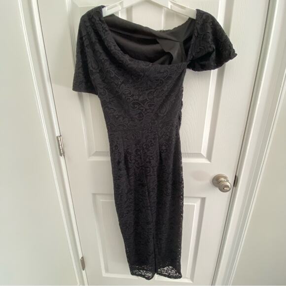 ASOS Off The One Shoulder Lace Midi Dress Size 6 Goth Grunge Party LBD - Picture 6 of 12